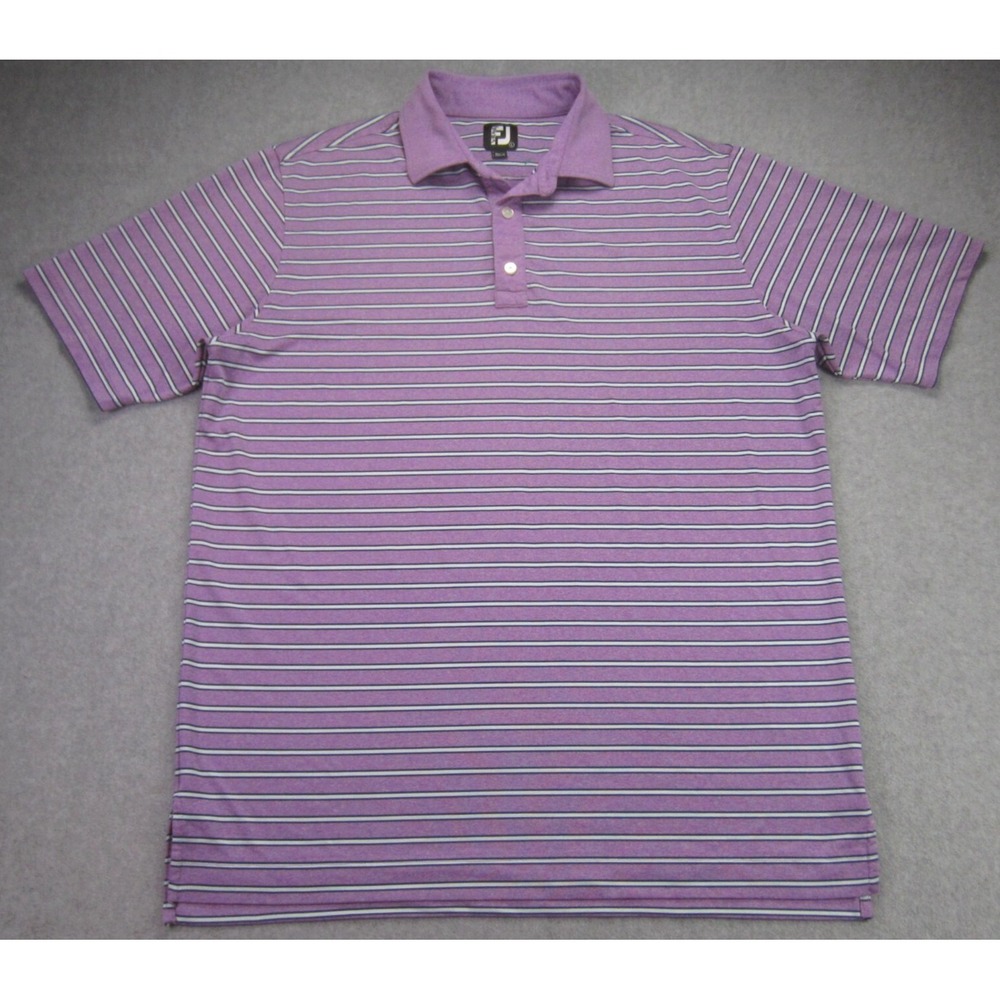 FootJoy Polo Shirt Mens L Purple Striped Golf Performance Stretch